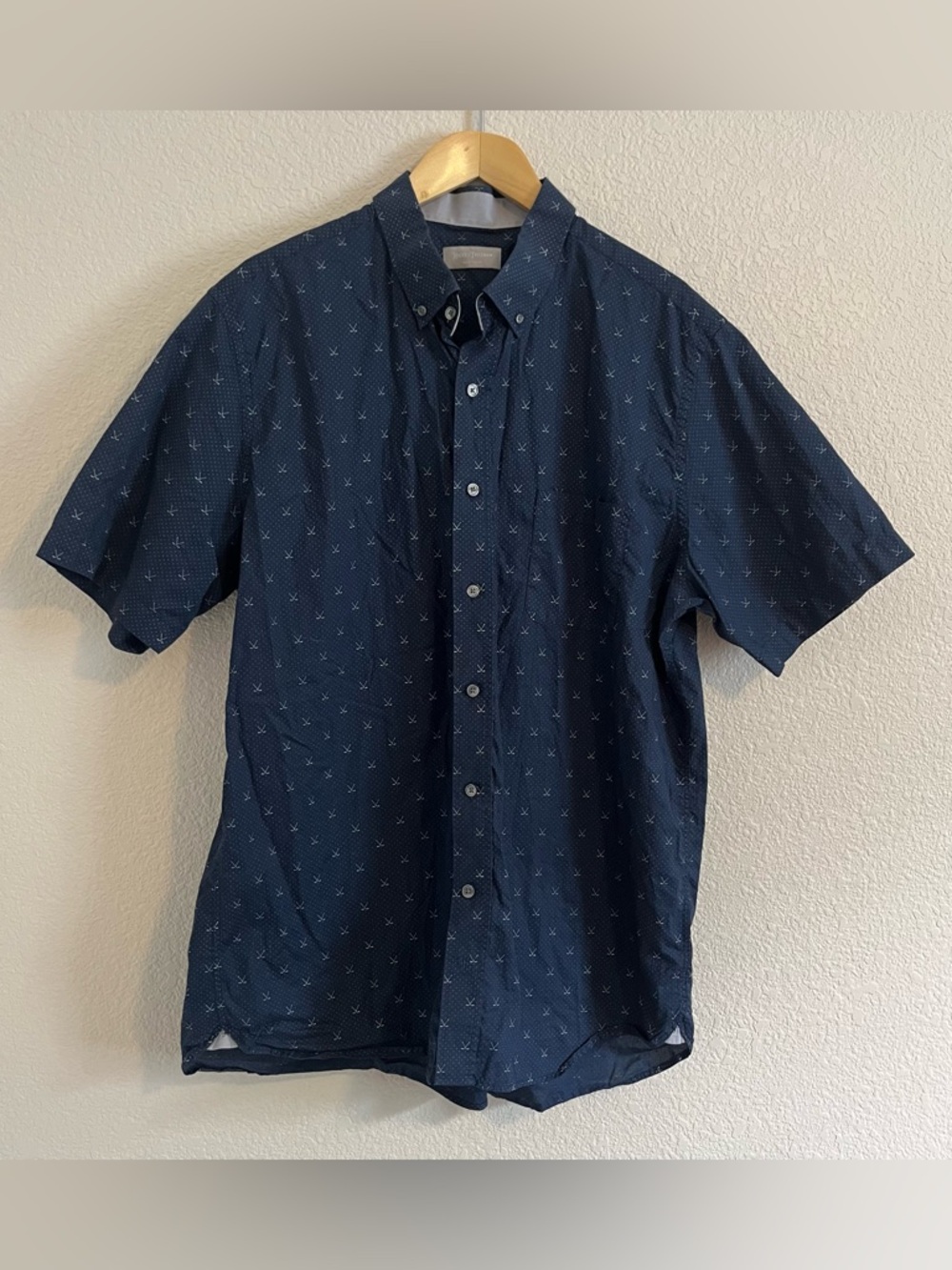 Hickey Freeman Golf Clubs Printed Cotton Short Sleeve Button Down Shirt XXL 2XL